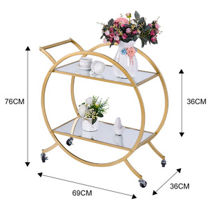 European-style Household Side Table with Wheels Movable Small Coffee Table Light Luxury Sofa Iron Double Corner Table Creative Small Round Table