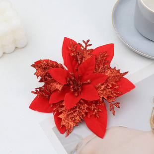 Cross-border hot Christmas decorations gold powder poinsettia Christmas flowers Christmas double gold powder wreath manufacturers wholesale