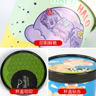 Disposable Soup Cup Porridge Cup Custom Round Takeout Packaging Box White Paper Soup Bowl Dessert Packaging Paper Cup Paper Soup Bucket