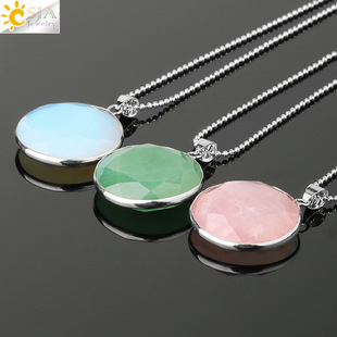 Cross-border Spring and Summer New Hot-selling Crystal Semi-precious Stone Multi-faceted Round Facet Unisex Pendant Round Bead Necklace