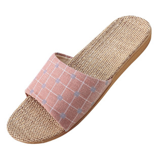 New Home Couple Indoor Slippers Wooden Floor Cotton Linen Slippers Non-slip Men's and Women's Thick Sole Summer Cool Wholesale