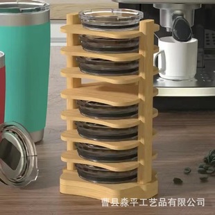 Бытовая бамбуковая крышка чашки держатель для хранения кухонной цельного дерева Многослойная стеклянная крышка держатель деревянный съемный кронштейн