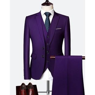 Suit suit Men's Three-Piece Business Professional Formal Dress Slim Groom Suit Young Best Man Reception Dress Min 1
