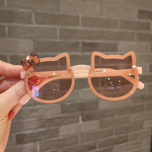 Children's Sunglasses Little Girl Cute Cartoon Crystal Cat Sunglasses Girls Baby Anti-UV Sunglasses