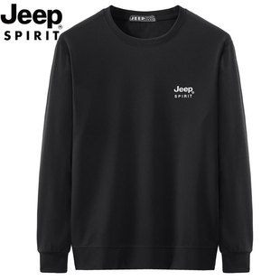 Jeep 2021 Свитер мужской на весну и осень плюс размер Базовая рубашка мужская повседневная свободная футболка с круглым вырезом и длинным рукавом мужская 9203