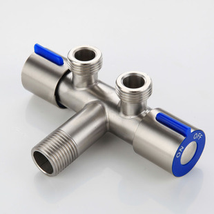 304 stainless steel angle valve water heater all copper triangle valve water stop valve one in two out eight-shaped valve large flow angle