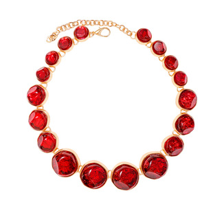 11205 cross-border Women's mirror metal chain exaggerated agate round bead clavicle chain European and American personalized crystal necklace
