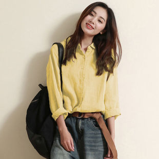 Artistic Cotton Linen Shirt Women's New Top Design Niche Loose Long-sleeved Linen Shirt