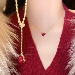 Ankola Red Gourd Necklace Women's Fashion Simple High-end Light Luxury Elegant Collarbone Chain Fashion All-match Sweat Chain