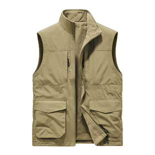 Cross-border Wholesale New Cross-border Autumn and Winter fleece-lined New Quick-drying Men's Vest Double-sided Ware Casual Loose