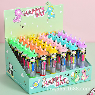 Cute Hat Panda Cartoon Mini Four Color Ballpoint Pen Multicolor Color Hand Account Pen Student Prize Stationery Wholesale