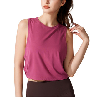 Lyocell Sports Vest Top Loose Yoga Clothes Quick-drying Breathable Short-sleeved T-shirt Running Fitness Sleeveless Blouse