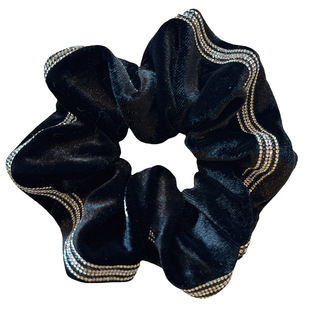 Autumn and Winter Black Velvet Large Bowel Ring High-grade Rhinestone Hair Ring Elegant Simple All-match Ponytail Ball Hair Accessories