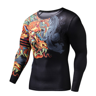 Tights Men's Fitness clothes wear-resistant fight training clothes long-sleeved T-shirt sweat-absorbent quick-drying high elastic sportswear