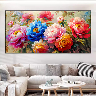 A thousand purple red cross stitch new living room flowers blooming rich hanging pictures rich flowers peony flower embroidery a generation of hair