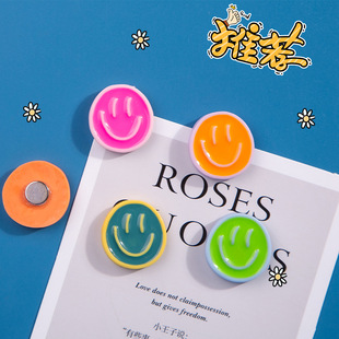 Cute Smiley Refrigerator Stickers Nordic Ins Style Personalized Macaron Magnet Decorative Magnetic Sticker Powerful Message Whiteboard