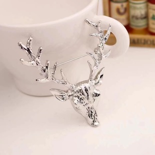 Cross-border jewelry creative elk brooch Golden antler Christmas brooch pin accessories deer head Christmas gift