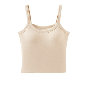 2025 Knitted Camisole Women's New Summer Outer Wear Inner Cover Breast Sleeveless White Anti-running Light Base