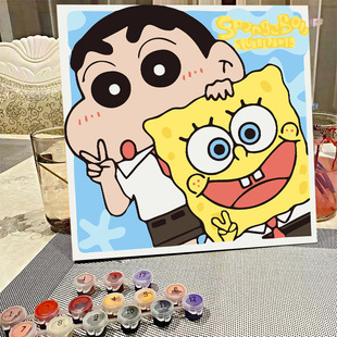 Digital oil painting diy coloring painting children's filling cartoon animation coloring handmade decorative painting living room landscape wholesale