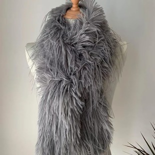 Cross-border Autumn and Winter Scarf Warm Long Solid Color Faux Fur Simple All-match Plush Double-layer Thickened Scarf