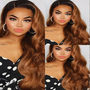 European and American Wig Brown Bleached Black Big Wavy Long Curly Hair Cos Wig
