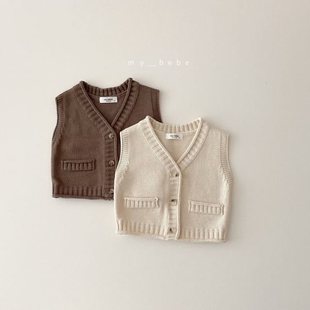 Корейская версия Rs Baby Baby Простые иностранные вязаные жилеты для осенних и зимних детей нейтральные повседневные жилеты