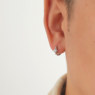Super Flash Zircon Rice Star Ear Buckle Korean Fashion Design Sense Diamond Bawang Star Earrings Trendy Men's Ear Ring