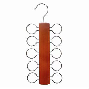 Foreign Trade Silk Scarf Hanging Lotus Wood Solid Wood Tie Rack High Manganese Steel Chrome-plated Silk Scarf Display Rack Foreign Trade Cross-border Hangers