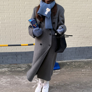 Down jacket liner gray woolen coat women's autumn and winter new 90 white duck down front shoulder thickened woolen suit coat