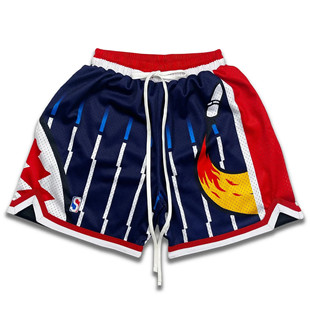 New American Sports Basketball Shorts Summer Men's Outdoor Running Fitness Sports Mesh But Knee Large Size Shorts
