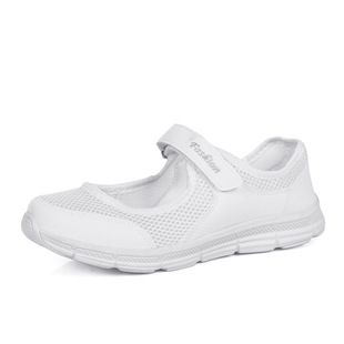 2024 outdoor one-piece delivery middle-aged and elderly women's shoes dancing walking mom shoes flat hollow mesh 35-42 size