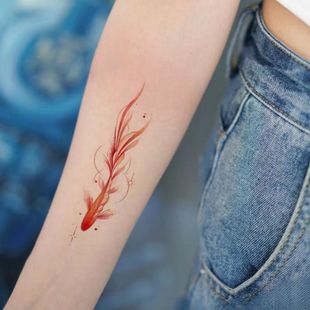 Blue Koi Wrist Tattoo Sticker Waterproof Ins Internet Popular New Couple Small Fresh Cute Ankle for Men and Women