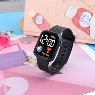 New 3D laser carved cat LED electronic watch student cute sports Y1 simple square button cartoon watch