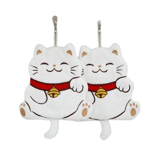 Coral fleece new lucky cat towel soft absorbent cute embroidery hanging cloth quick dry hand towel