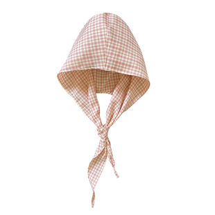 Plaid triangle scarf artistic style retro Japanese style fake collar navy collar hooded shawl hooded headscarf hat