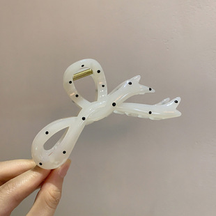 French Style Black and White Wave Dot Large Hairpin Back Head Hair Scratch Women's New High-end Grab Clip Elegant Shark Clip Hair Accessories