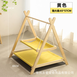 New Cat Hammock Triangle Double Sleeping Bed Pet Swing Four Seasons Universal Detachable and Washable Hanging Wooden Cat Nest
