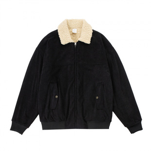 2024 winter new corduroy overalls cotton-padded jacket coat men's lamb wool cotton-padded jacket