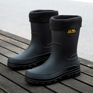 Fashion Men's Waterproof Shoes Rain Shoes Non-slip Rain Boots Mid-barrel Four Seasons New Style Rubber Shoes Foot Set Internet Popular Adult Export