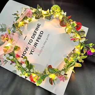 New Flash Color Wreath Mori Fairy Luminous Wreath Headband Outdoor Photograph Travel Performance Props