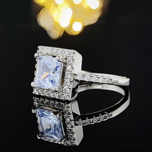 Wish new European and American square hip hop super flash zircon ring classic wedding ring gift jewelry wholesale r6415