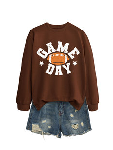 Amazon ebay crew neck sweater game day color rugby letter long sleeve casual Joker in stock wholesale