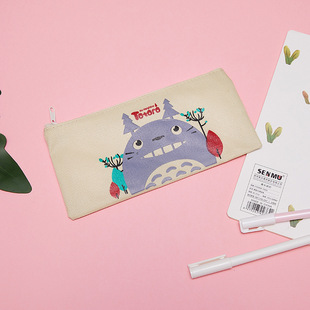 Creative cartoon cute canvas pencil case coin purse student practical stationery bag stationery pencil case stationery box wholesale