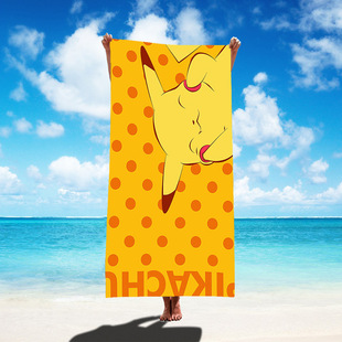 Amazon Cross-border Microfiber Towel Cloth Baokemeng Pikachu Anime Printed Beach Towel