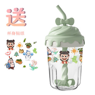 in stock creative glass mixing cup high color value portable milk cup coffee cup juice cup student special suction cup