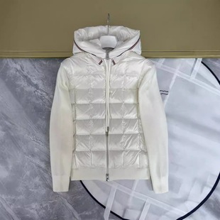 High-End European Men's Spliced Warm Knitwear down Jacket Jacket Men's 2024 Mengjia Hooded Top