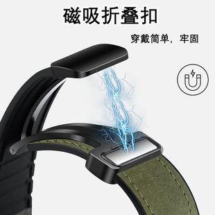 Applicable to Apple Apple Watch1-9 generation ultra silicone Leather Magnetic buckle strap Crazy Horse leather strap