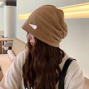 Personalized Large Head Circumference Pile Hat for Women in Spring and Autum Warm Pullover Hat Ear Protection Confinement Hat Cold Hat Showing Face Small Baotou Hat