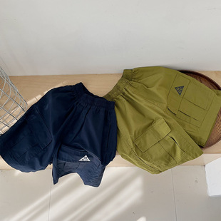 Boys' Crane Pants Shorts 2025 Summer New Children's Wear Children's Cotton Casual Pants Five-point Pants Trendy Foreign Style Pants