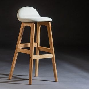 North Solid Wood Bar Chair American Vintage Bar Chair Exhibition Hall Front Desk Chair Home Modern Simple High Stool